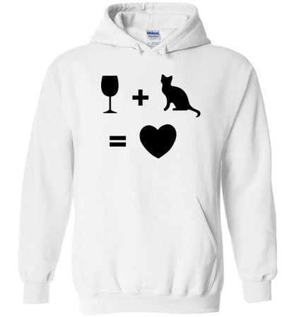 Wine Plus Cat Equals Love - Hoodie - Tail Threads