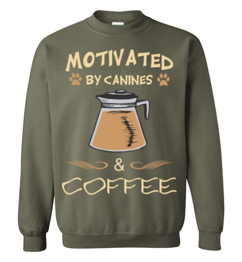 Motivated by Canines & Coffee - Crew Neck - Tail Threads