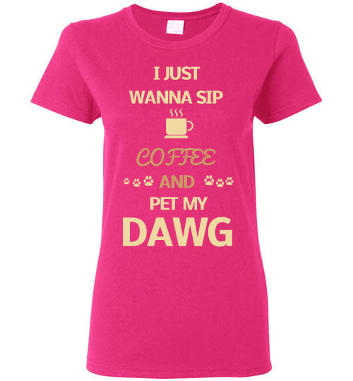 Sip Coffee Pet Dawg - Ladies Cut - Tail Threads