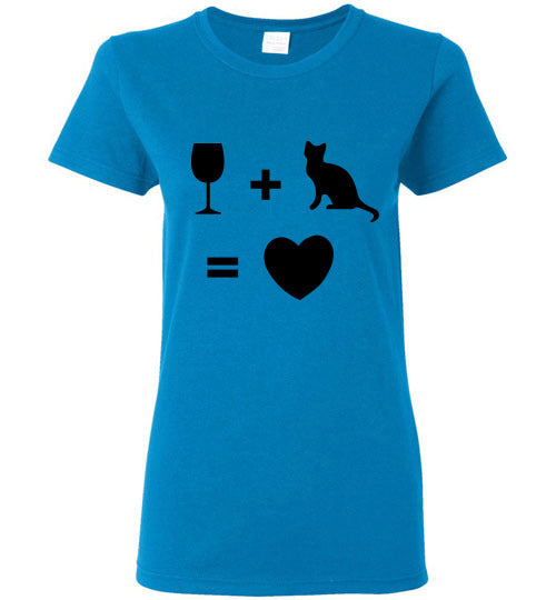 Wine Plus Cat Equals Love - Ladies Cut - Tail Threads