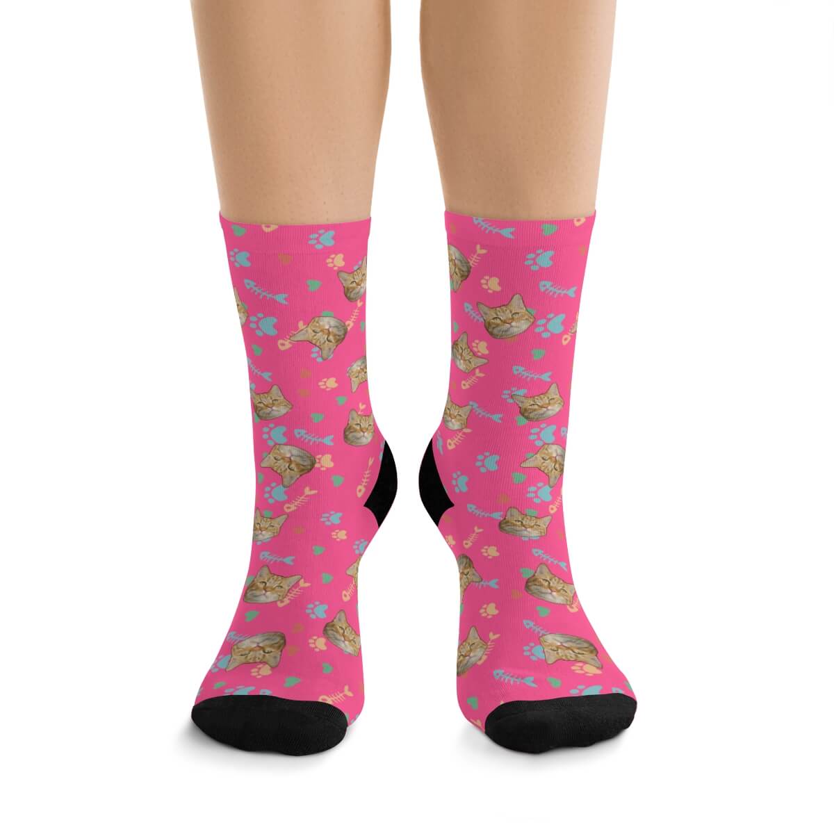 Custom Socks - Hearts, Fish Bones, Paws (color)