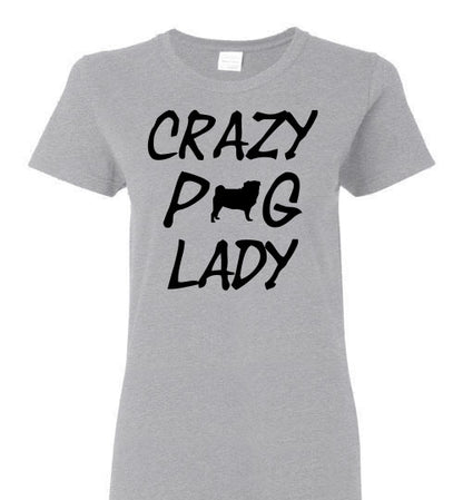 Crazy Pug Lady - Ladies Cut - Tail Threads